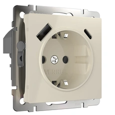 Изображение Розетка с быстрой зарядкой USB Type A+С слоновая кость W1171703